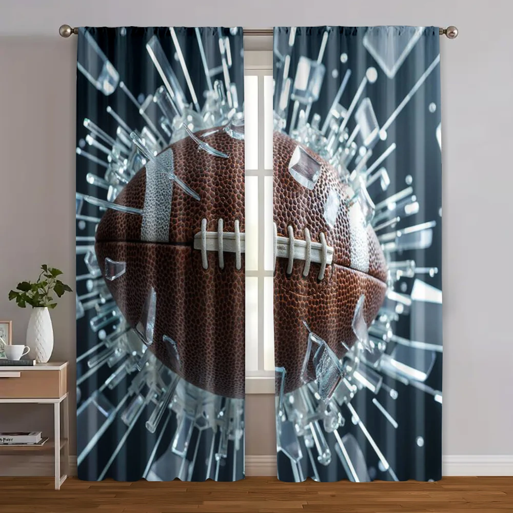 

2pcs, Curtain Fabric American football through walls Fabric (without rod) Stuff Clearance Perfect for Living Room, Bedroom,
