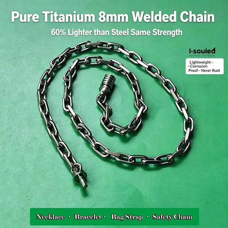 

8mm Titanium Welded Chain Necklace And Bracelet Lightweight Sweatproof Jewelry with Titanium Buckle for Active Wear