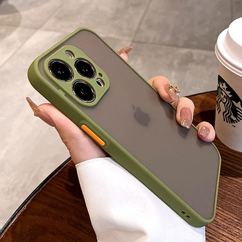Luxuriöse, stoßfeste, matte, harte PC-Handyhülle für iPhone 17, Air 16, 16e, 15, 14, 13, 12, 11 Pro Max Plus, Mini-Stoßstange, transparente Abdeckung