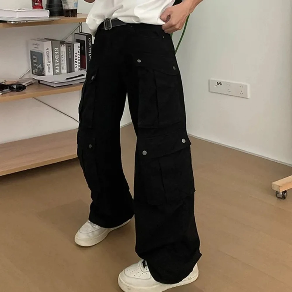 

Мужские весенние брюки карго с множеством карманов, повседневные брюки в стиле стритвир, модные ретро-брюки Y2K, универсальные уличные брюки прямого кроя, мужская одежда
