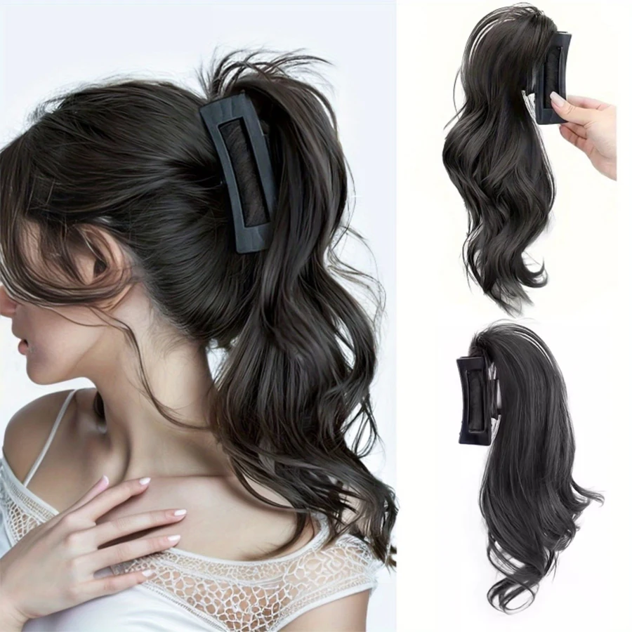 

Long wave ponytail with claw women hair accessorties Ponytail Extension Claw Curly Wavy Clip in Hairpiece Ponytail