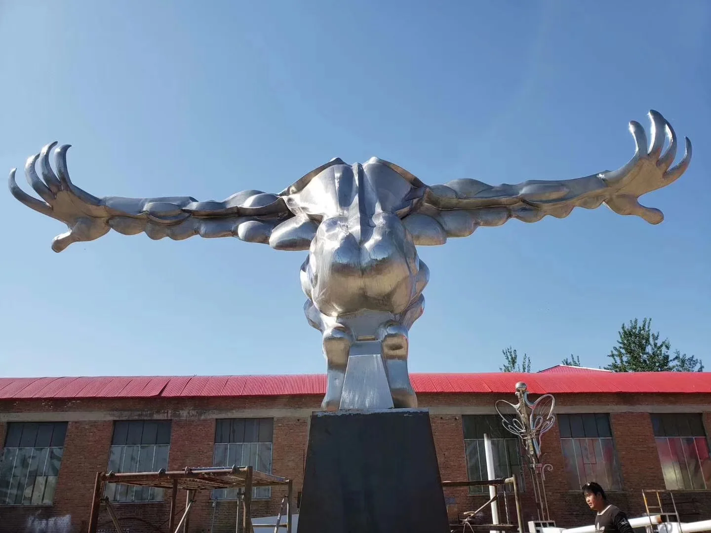 Escultura de estatua de buzo de acero inoxidable, decoración de natación pulida con espejo de nuevo diseño