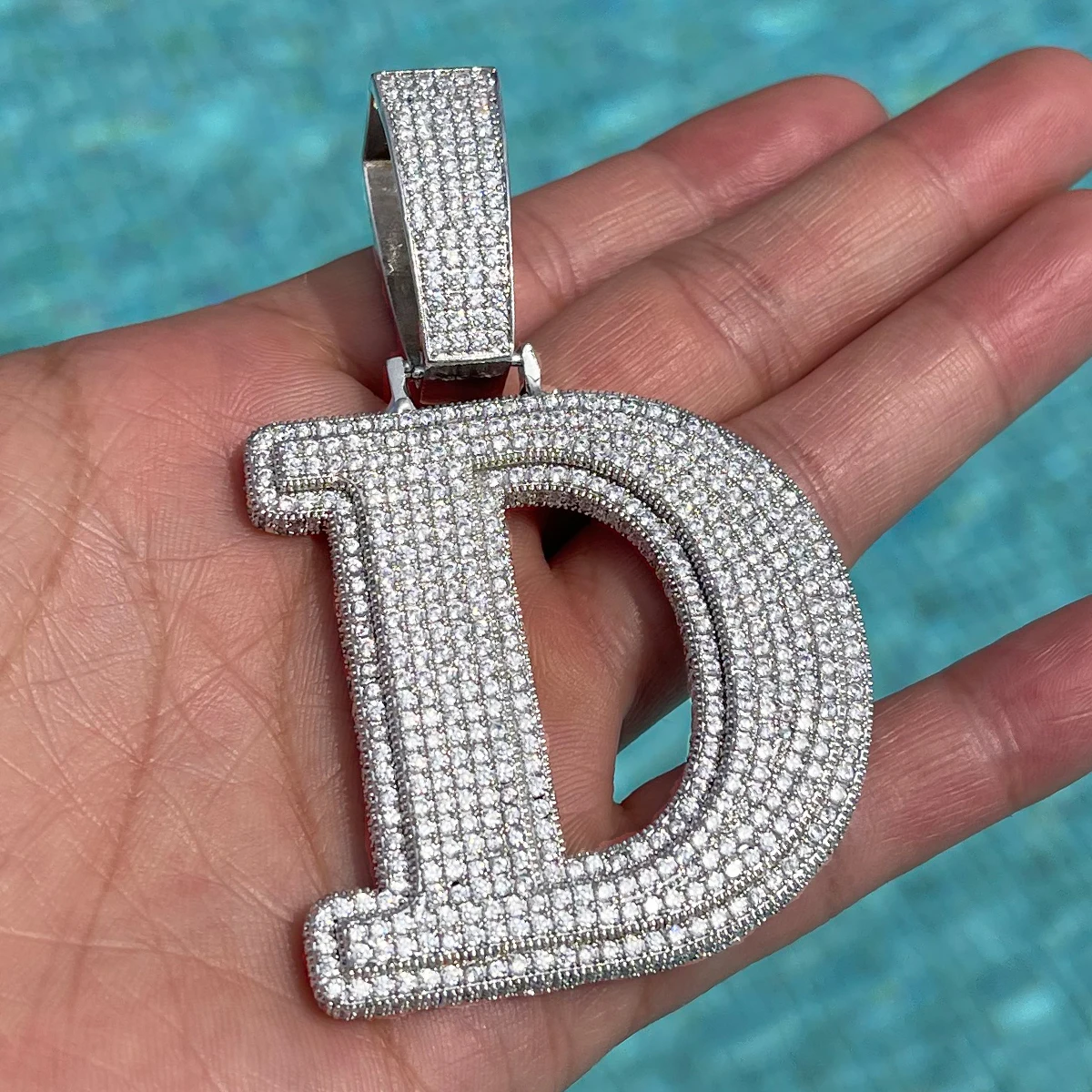 Bubble Letter Double Layer Initials Necklace Pendant Iced Out CZ Zircon Hip Hop Charms Men Chain Customized Jewelry Single A-Z