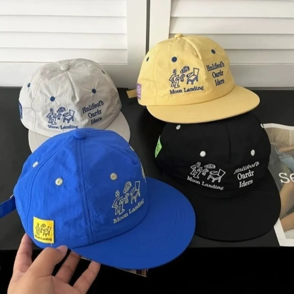 Quick-Drying Letter Embroidery Baseball Cap Peaked Design Flat Brim Quick-Drying Visor Hat Breathable Fabric Thin Material