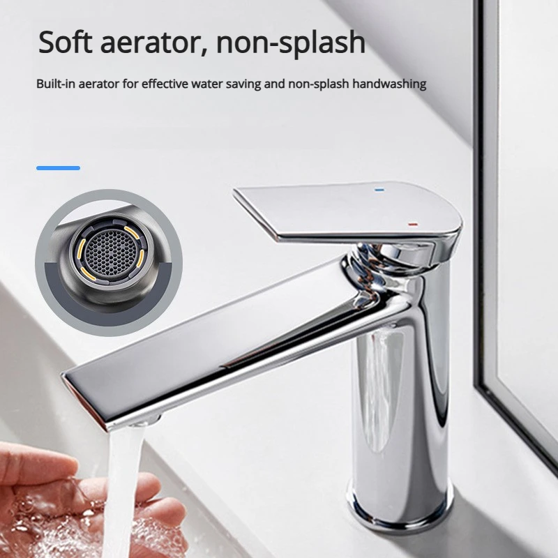 Basin Hot And Cold Water Sink Faucet Gold Bathroom Washbasin Single Hole Faucet Bass Chrome Plated Tall Short Model