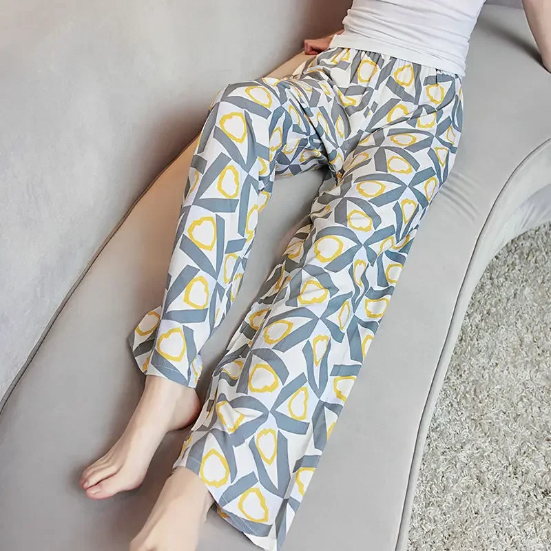 Fallow Trousers Summertime Thin Loose Can Be Worn Outside Rayon Cotton Large Size Pajama Pants Cotton Pongee Ms. Pajama Pants