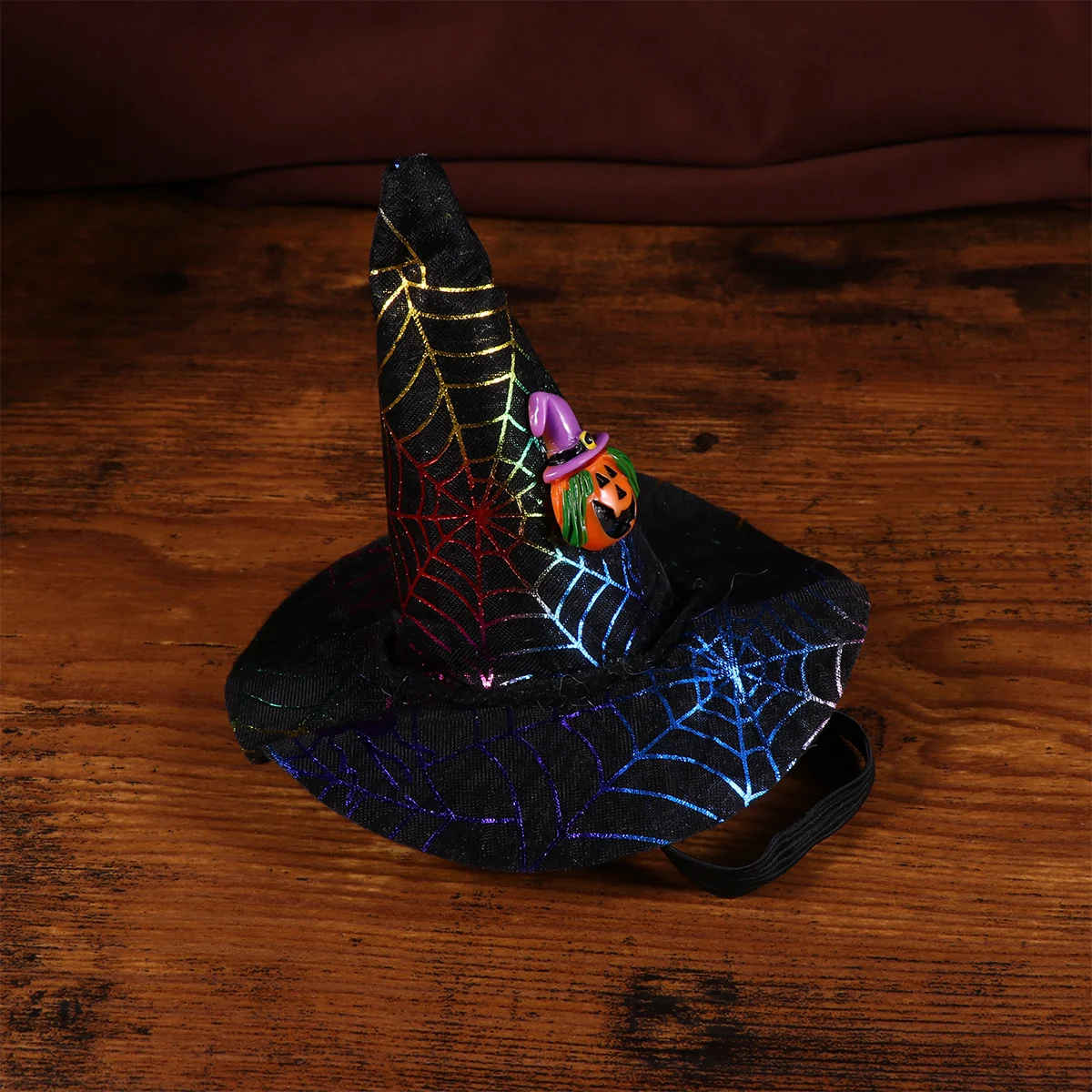 

Pet Halloween Witch Hat Soft Adjustable Fabric Pumpkin Spider Web Cosplay Party Hat Funny for Dogs Cats Pet Cosplay Decor
