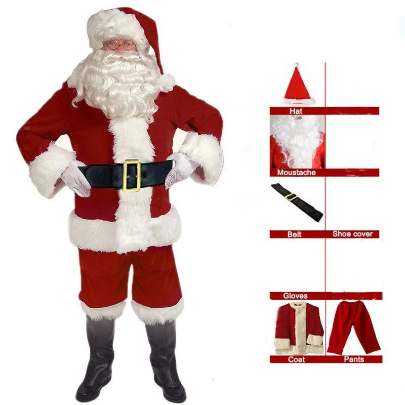Christmas Clothes Santa Claus Set Costumes Gold Velvet Festive Atmosphere Cosplay Performance Costumes Festival Wholesale New