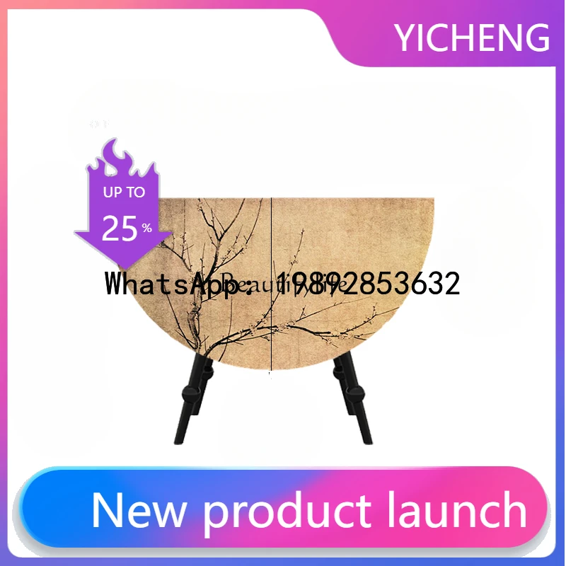 

QQ New Chinese aesthetic ancient painting solid wood corner storage living room entrance cabinet