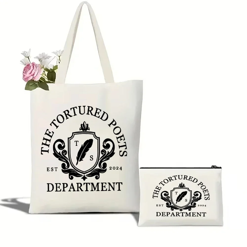 The Tortured Poets Department Swiftie Gift Pattern Canvas Tote Bag Shoulder Bag Makeup Bag Foldable Travel Gifts for Women