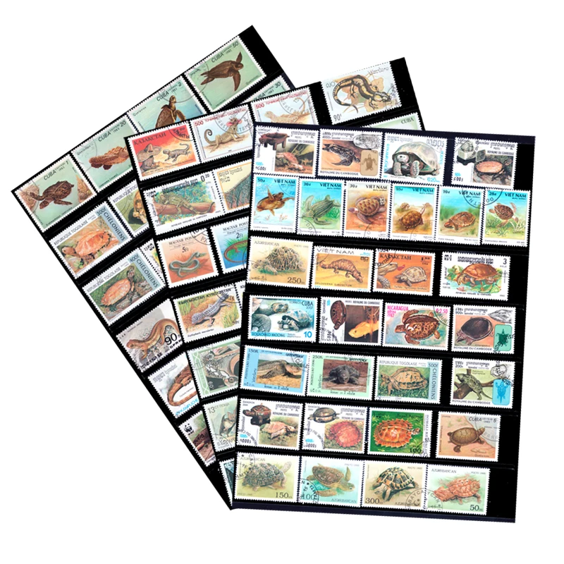 100 PCS All Different Reptiles Unused Postage Stamps With  Post Mark For Collection