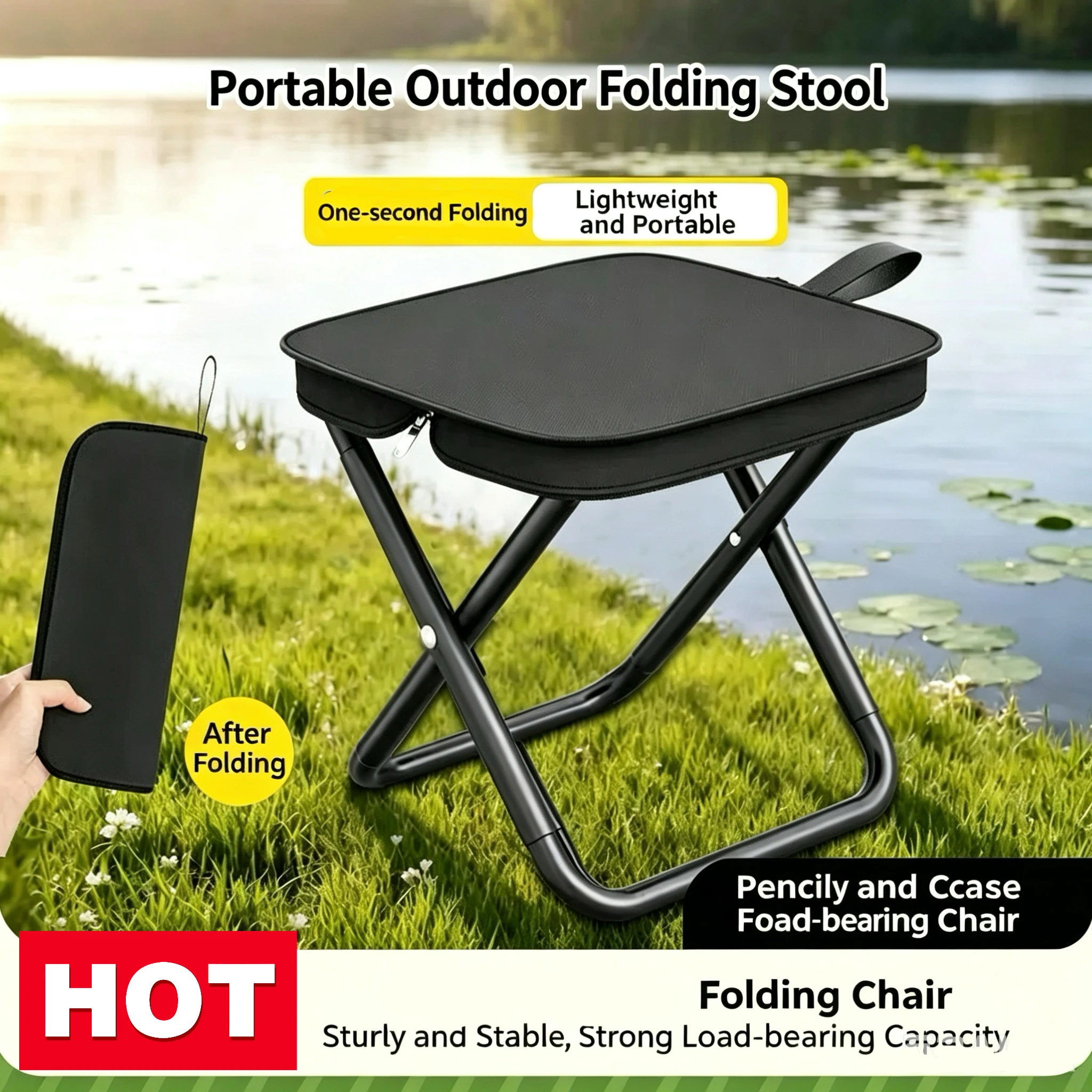 2026 Ultra Light Folding Portable Chair Compact Fishing Stool Outdoor Camping Picnic Travel Lightweight Leisure Seat