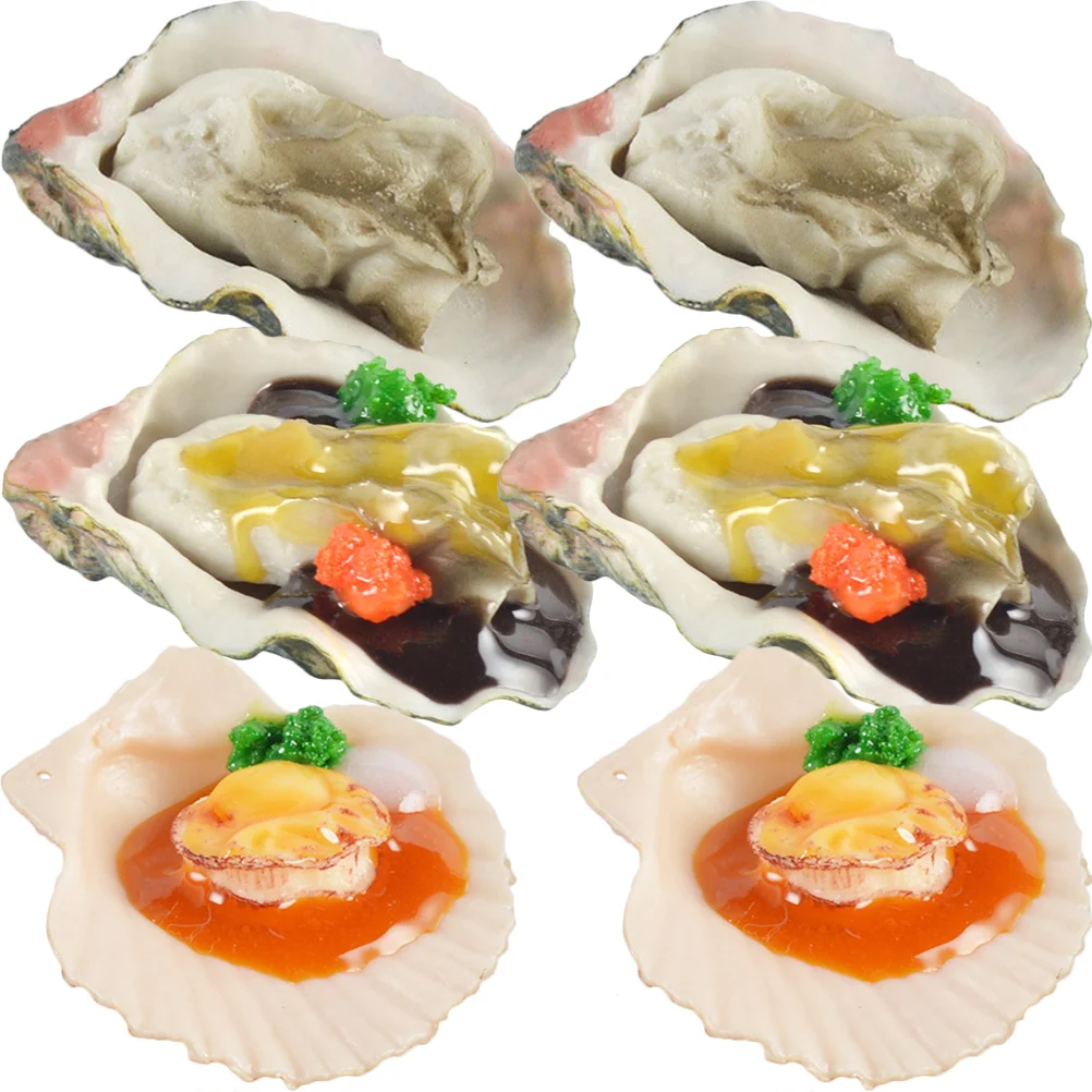 

6 Pcs Simulated Oysters Fake Food Toy Lifelike Seafood Fresh Models Pvc Artificial Simulation