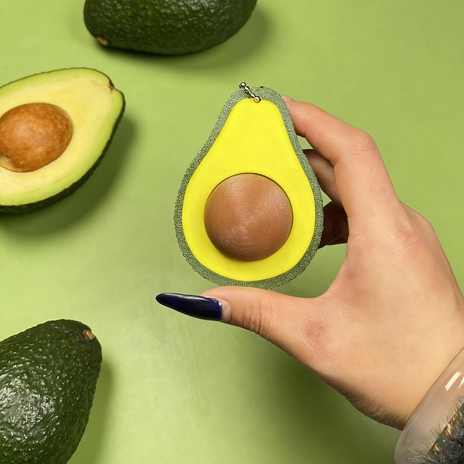 Desk Decor Avocado Mechanical Clicker Stress Relief Ornament for Office Study Home Room Cute PLA Silicone Gift