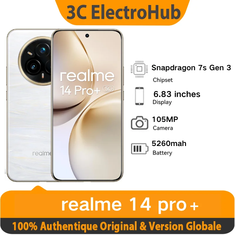 Realme 14 Pro+ schermo 5G pollici, dispositivo di raffreddamento Hz, ricarica rapida 80W, batteria 5260mAh fotocamera 108MP