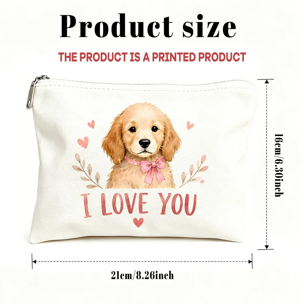 1pc Makeup Bag Cosmetic and Toiletry Pouch Gift for Women Golden Retriever Puppy Love Mom Daughters Friends Women Christmas Gift