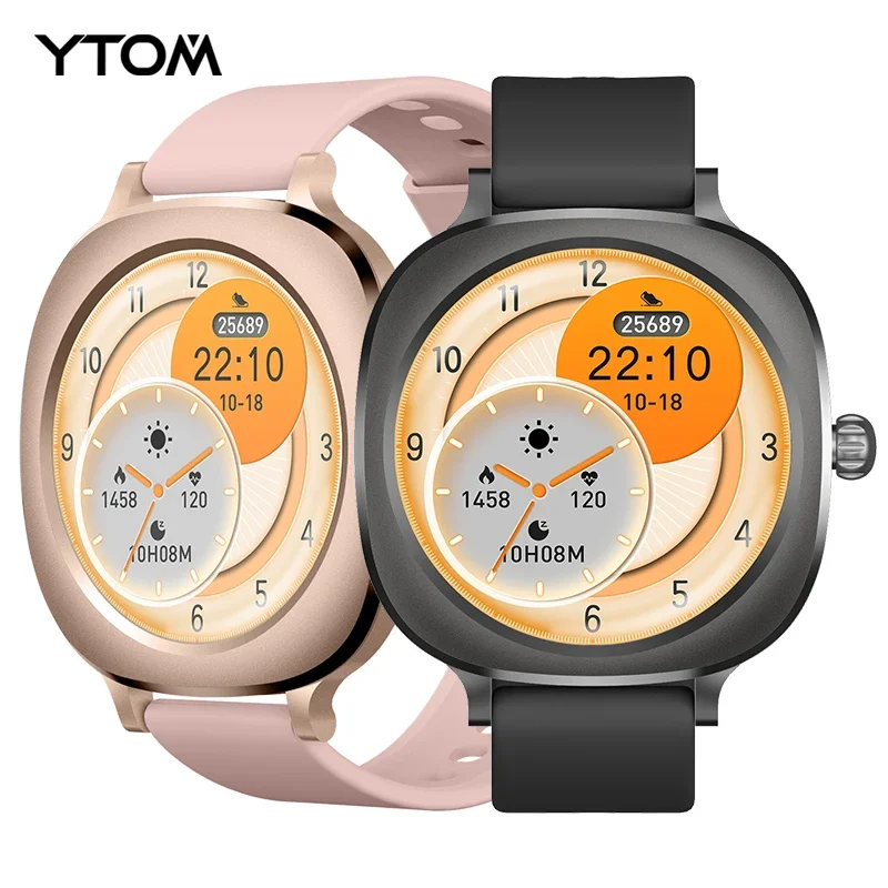YTOM 2025 HW ONE 1.28 بوصة ساعة ذكية ساعة ذكية مستديرة للرجال والنساء ساعة لطيفة مع 2 حزام ساعة شعبية مع CHAT GPT