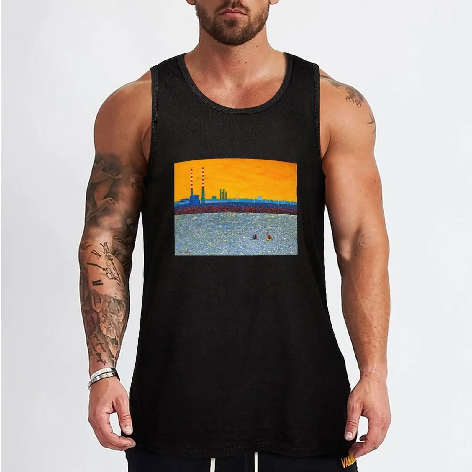 Poolbeg, Kayakers (Dublin, Ireland) Tank Top Relaxed Fit Tank Top Casual Sleeveless Everyday Shirt