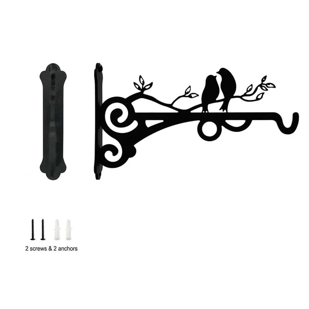 Black Hanging Flower Basket Brackets Bird Home Decoration Wall Mounted Plant Hanger Balcony Terrace Veranda Iron