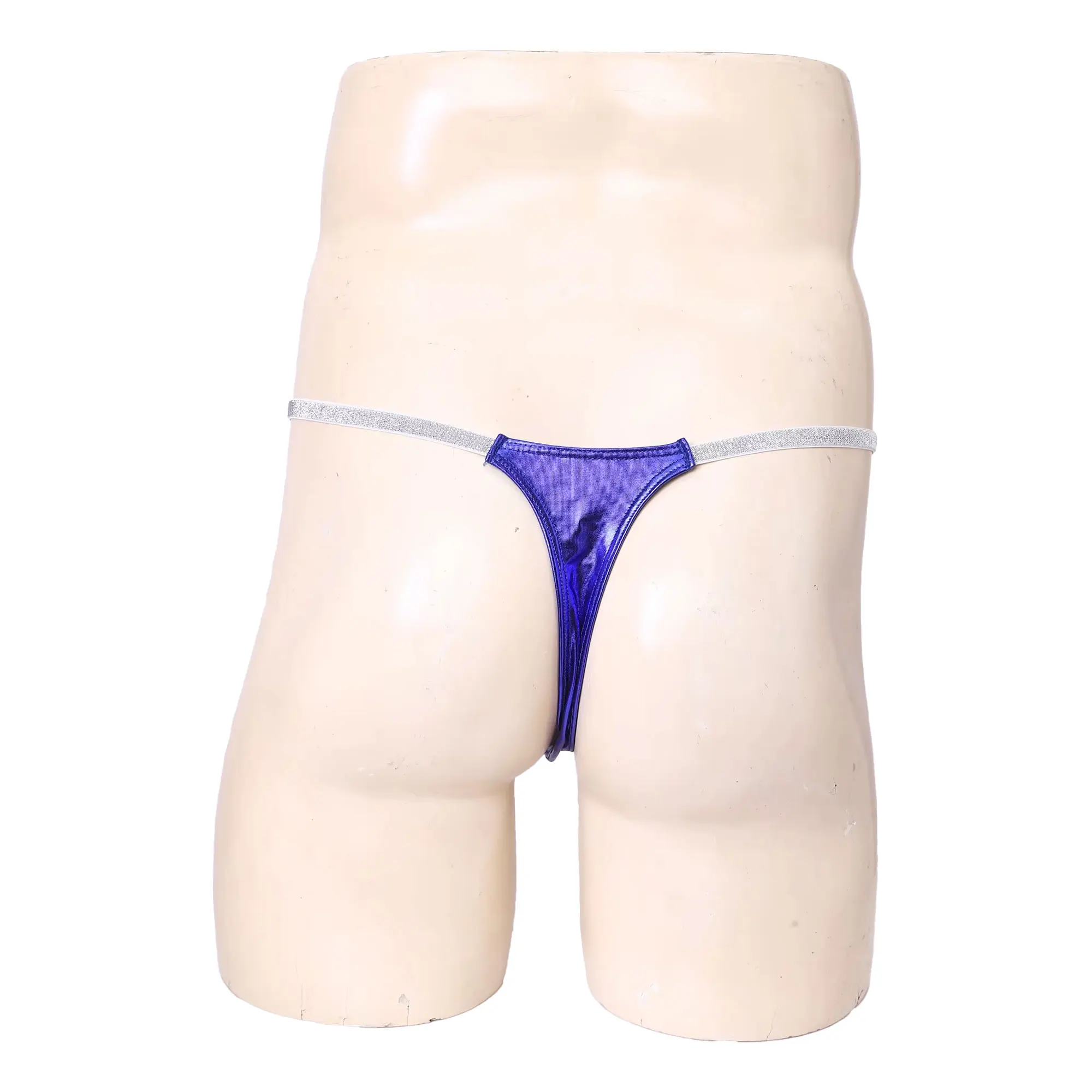 

Men Low Rise Mini Briefs Beach Swimwear Bikini Metallic Shiny Pouch Shiny Elastic Waistband T-back Thong Underwear for Nightclub