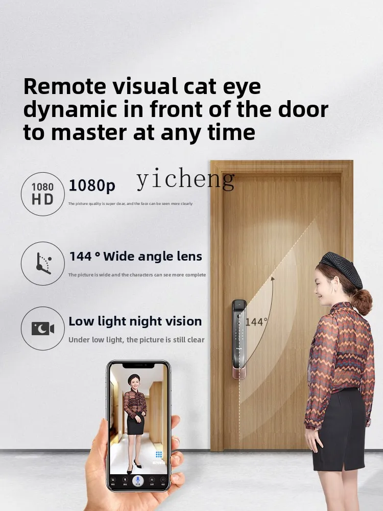 ZC groot scherm cat eye automatische vingerafdruk elektronisch wachtwoord huishoudelijk antidiefstal slim deurslot