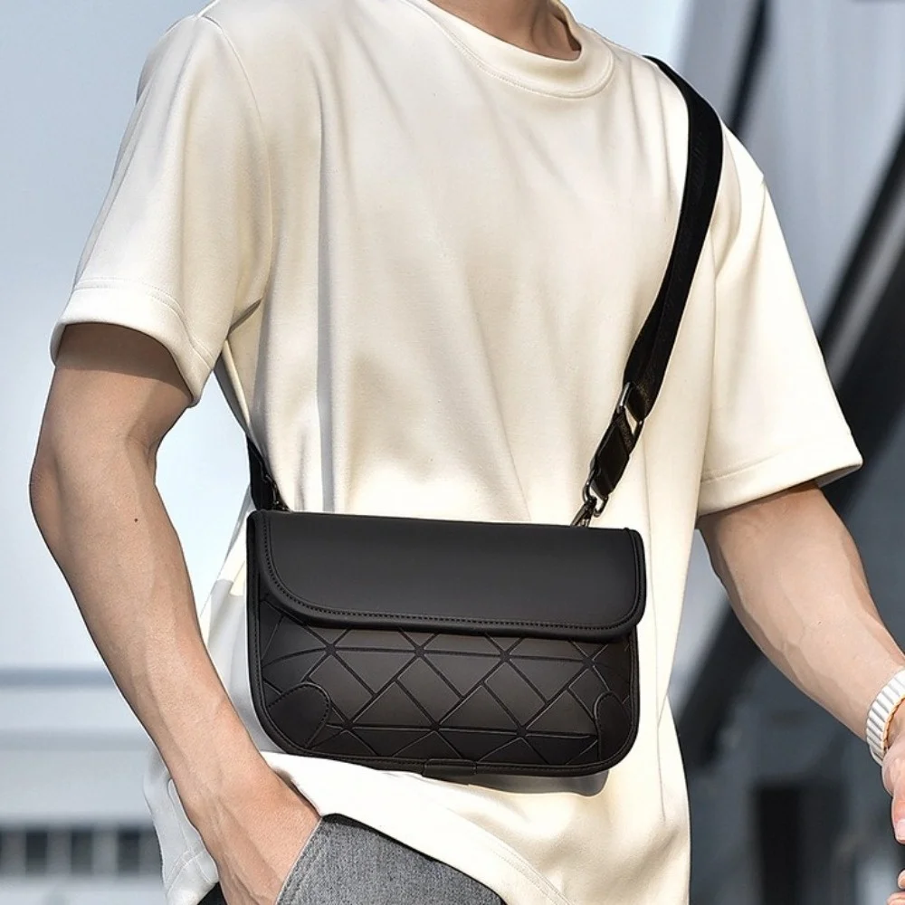 

Fashion PU Grid Shoulder Bag Colorful Waterproof Men Crossbody Bag Multi-function Large Capacity Men Chest Bag Men/Women