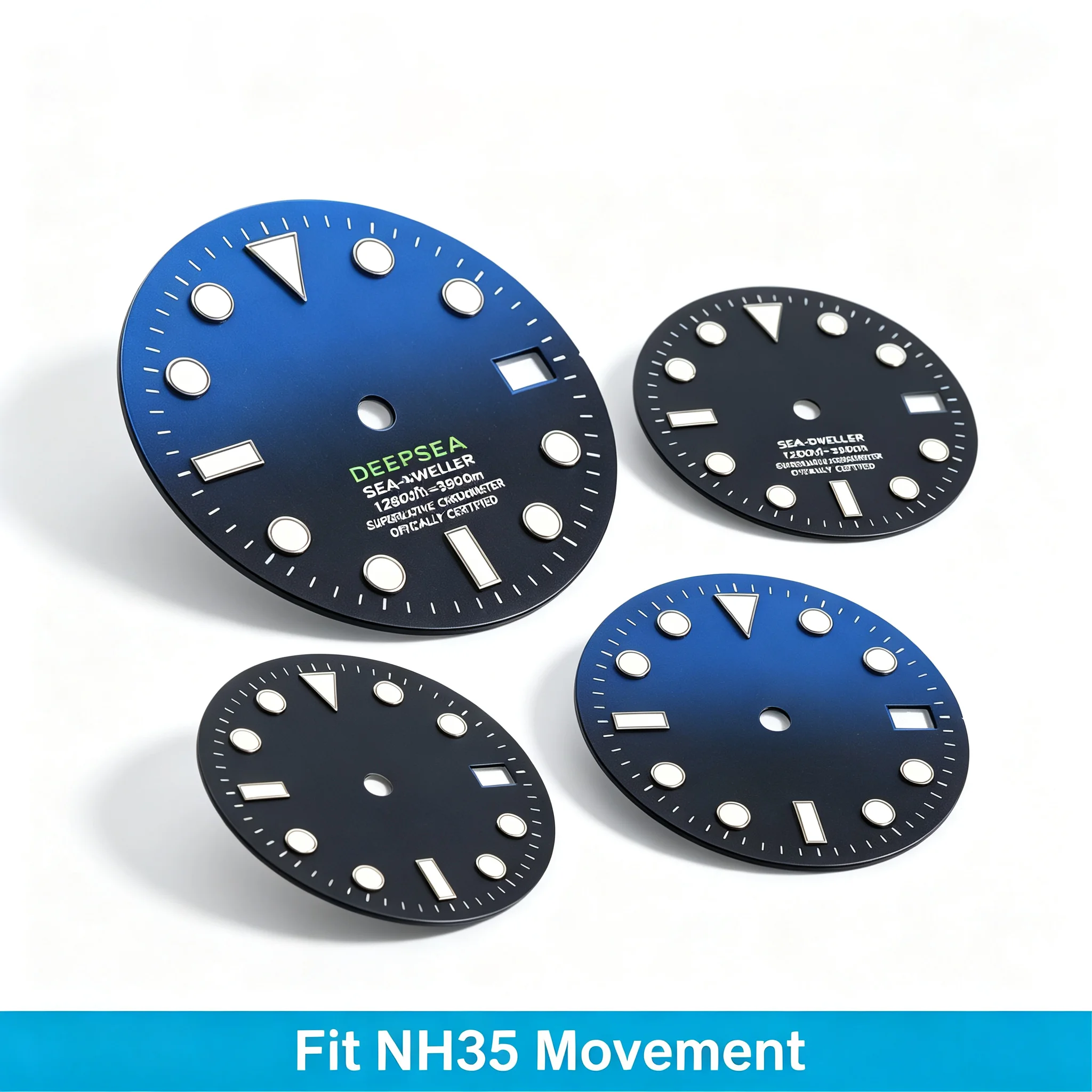 New 28.5mm NH35 NH36 Watch Dial Blue Green C3 Lume Date Window Mechanical Movement Mod Parts Accessories