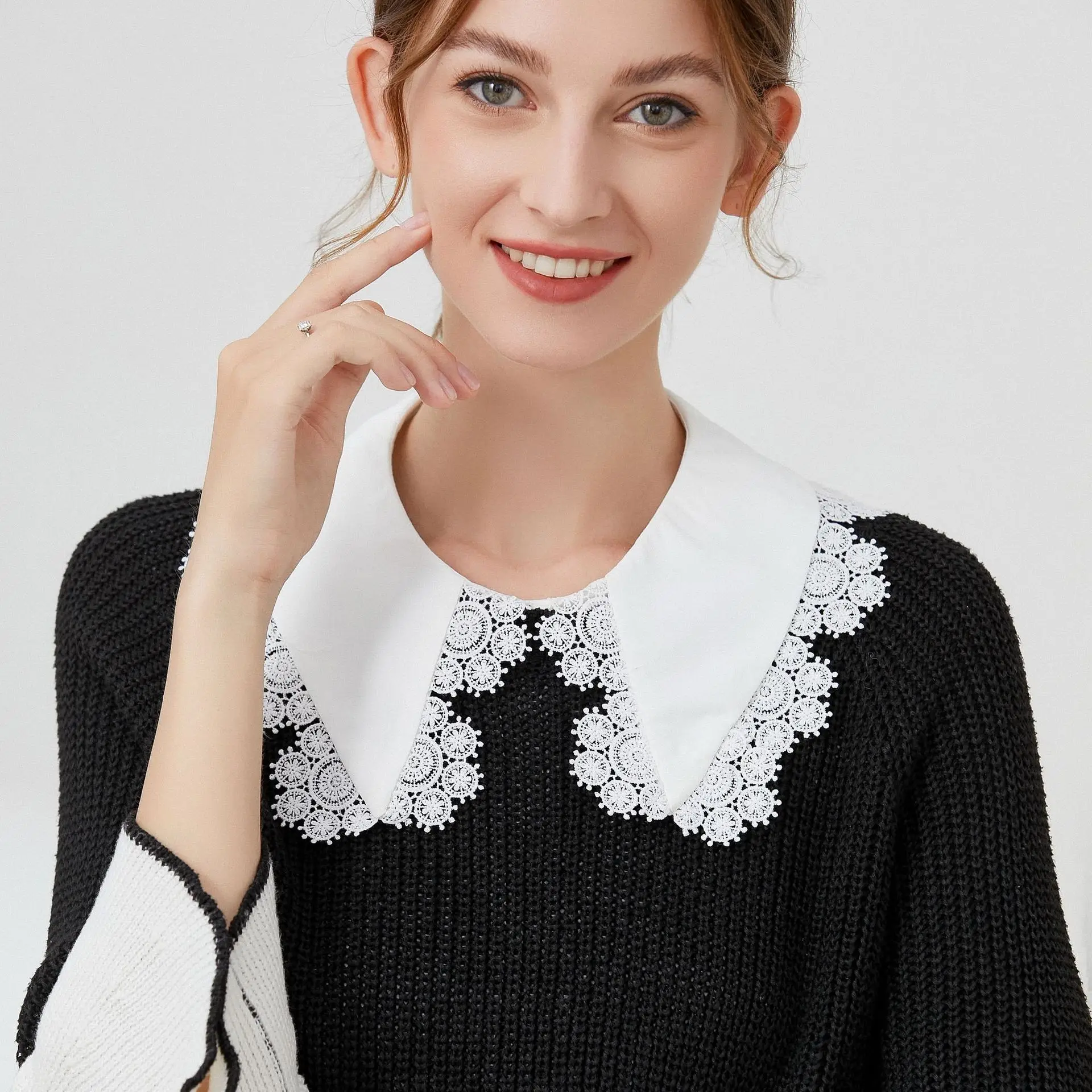 New Women White Fake Collar Blouse Tops Female Vintage Solid Detachable Shirt Big Lapel Blouse Top False Collar Decorative