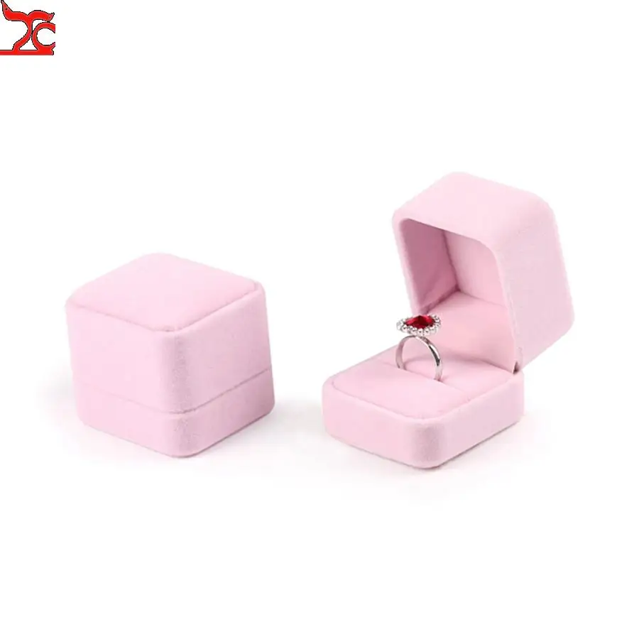 Pink Round Flannelette Jewelry Box Set Box Ring Box Pendant Bracelet Necklace Pearl Necklace Set Packing Box