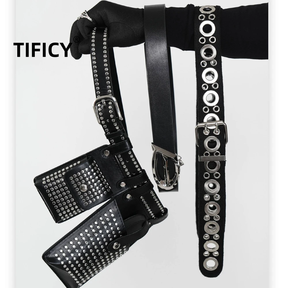 

High Street Men's Advanced Cyberpunk Motorcycle Belt Waist Bag PU Leather Phone Bag Pioneer Special Belt