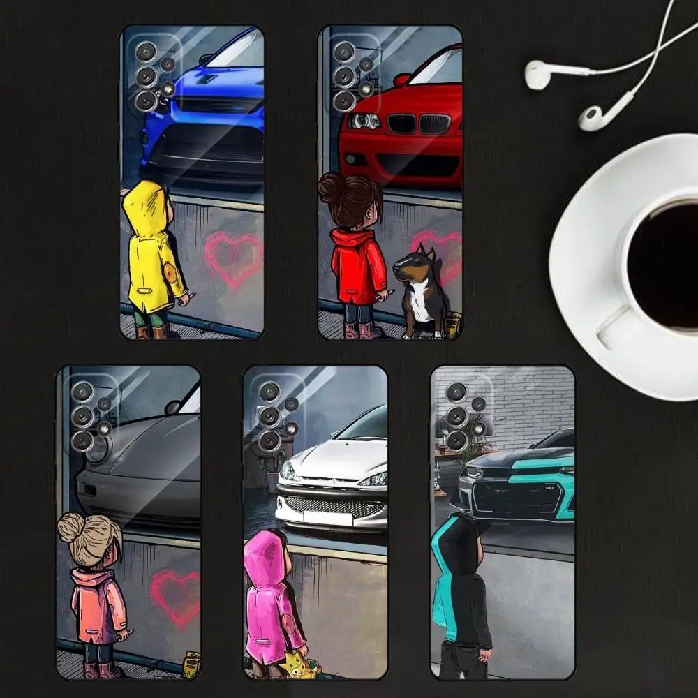 

Boy girl goal car Phone Case For Samsung S25,S24,S21,S22,S23,S30,Ultra,S20,Plus,Others Soft Black Cover