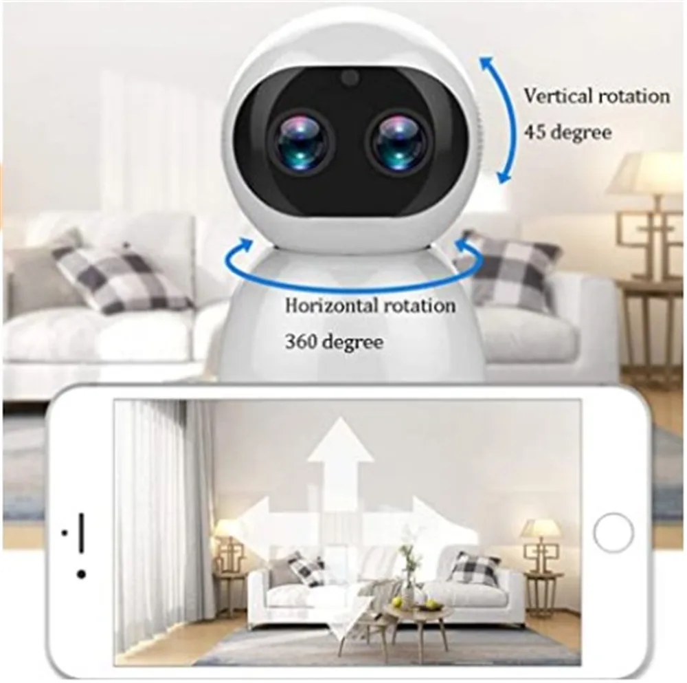 2MP 1080P Yoosee/Carecam Pro APP Dual Lens 8x Zoom  Wireless PTZ  Intercom IP Camera  IR Night Vision Home Security Baby Monitor