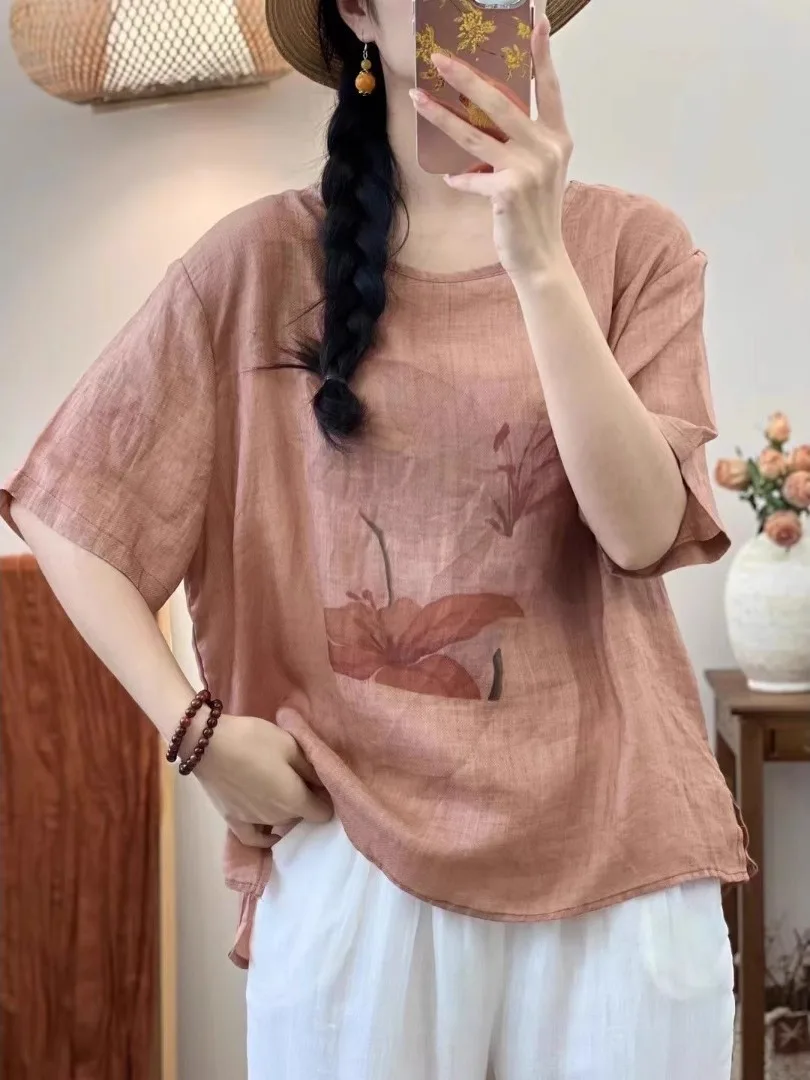 Lässiges, vielseitiges, rundes, schlankmachendes Sommer-Neues Sle f Sve-Damenoberteil aus reiner Seide von Ne ort Sve