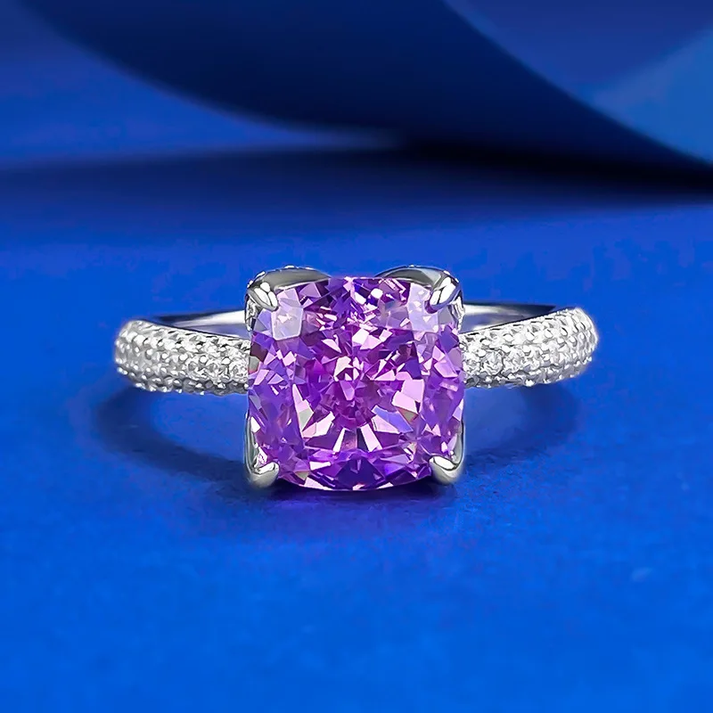 

Кольцо из серебра 925 пробы, лавандово-фиолетового цвета, 8*8 мм, кольцо в нежном стиле с бутоном цветка богини