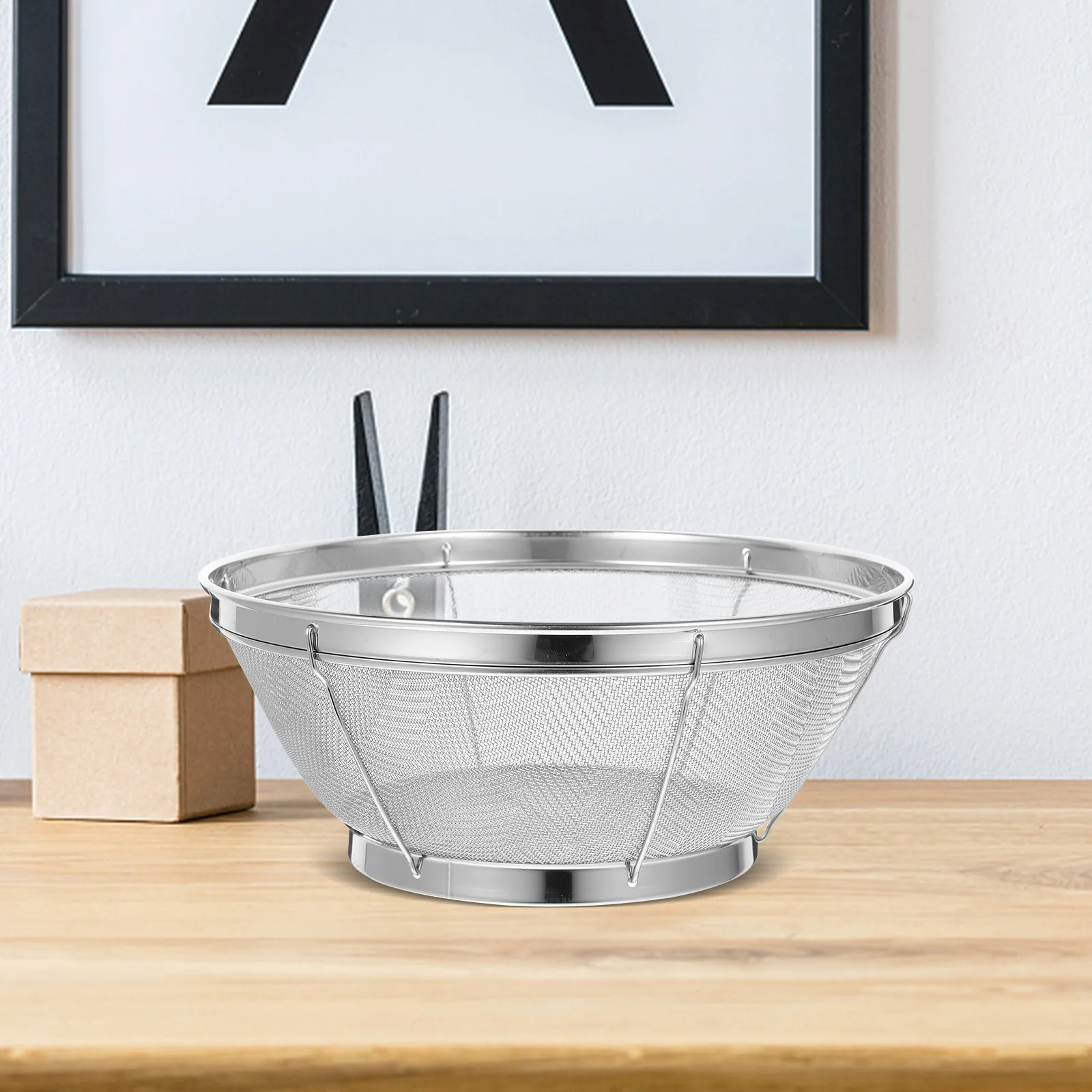 

Rice Washing Sieve Stainless Steel Fine Mesh Colander Kitchen Vegetable Drain Basket Fruits Strainer Food Basket Household