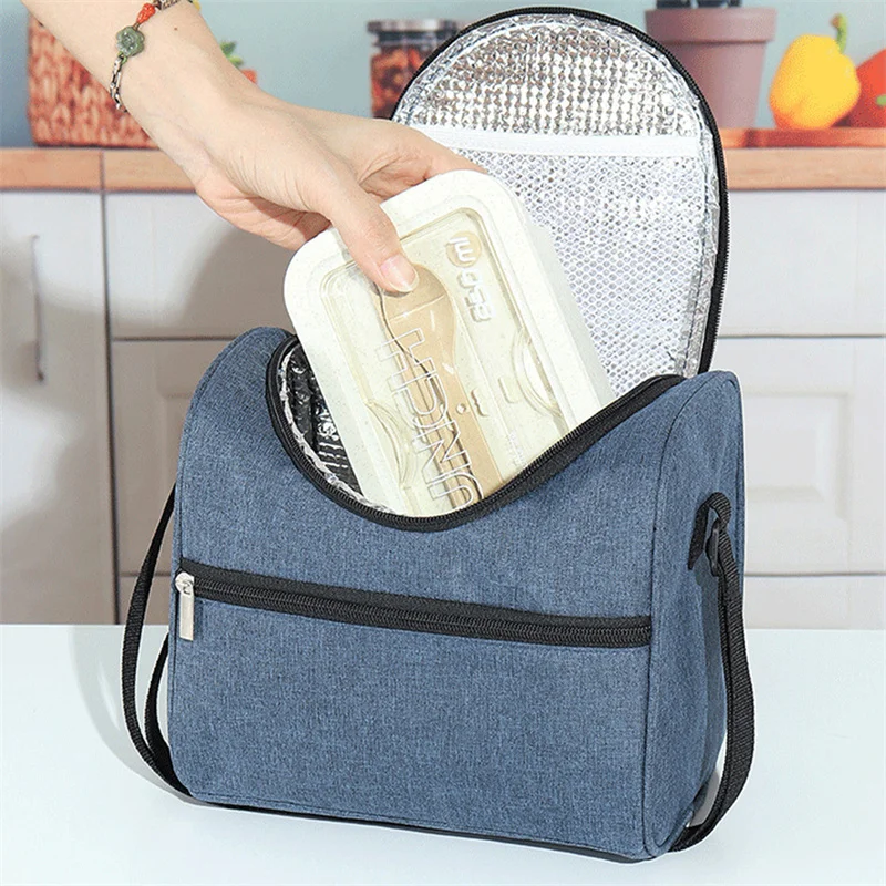 Large Capacity Square Thermal Lunch Bags Portable Zipper Cooler Bag Insulation Picnic Food Bento Bags Travel Bag for School Work