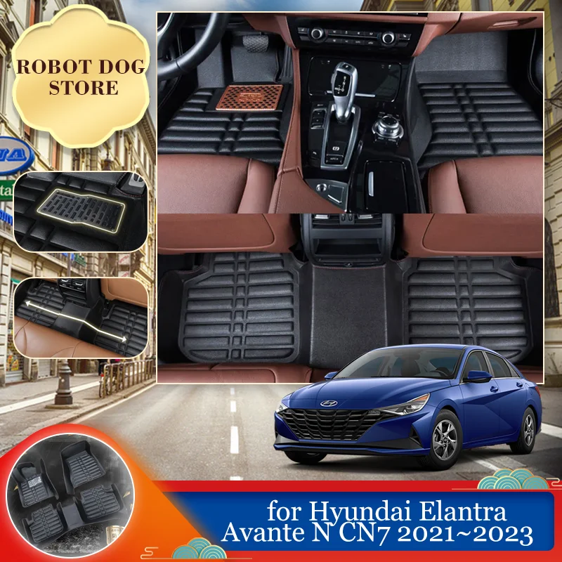 

Car Leather Floor Mat for Hyundai Elantra Avante N CN7 i30 Sedan 2021~2023 Foot Waterproof Liner Carpet Pad Custom Accessories