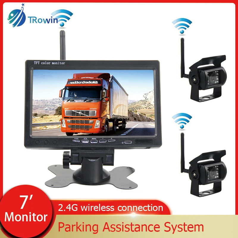 

7"Tft Lcd Monitor for RV Truck Bus Wireless Dual Backup Car Rearview Camera Parking Assistance System Waterproof IR Night Vision