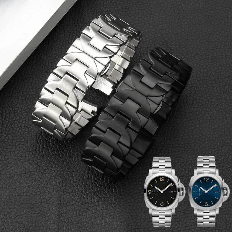 Bracelet de montre en acier inoxydable massif 316L pour Panerai pam441 111 382 pam1314, bracelet en acier pour hommes, boucle papillon, 24mm 22mm