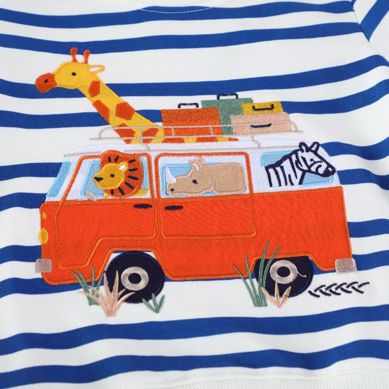 Little maven 2 Stück 2026 Herbst Neue Oberteile Frühling Baby Jungen Fahrzeuge Gestreifte Kapuzenpullover Sweatshirts für Kinderkleidung 2-7 Jahre – Detail 7