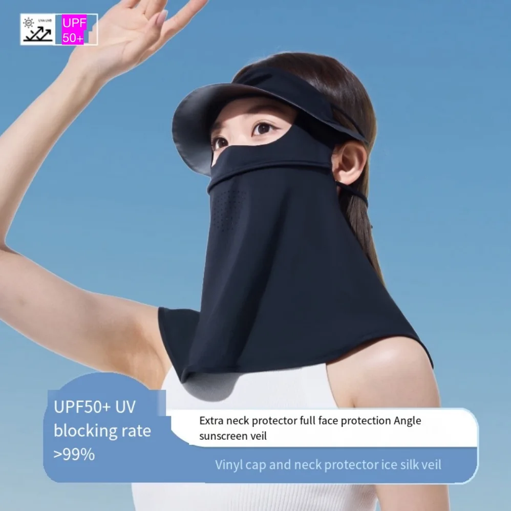 1 Piece Facekini Outdoor Travel Neck Protection Sun Protection Mask Full Face Protection Neck Sunshade Interview Ice Silk Fabric Light, Breathable,