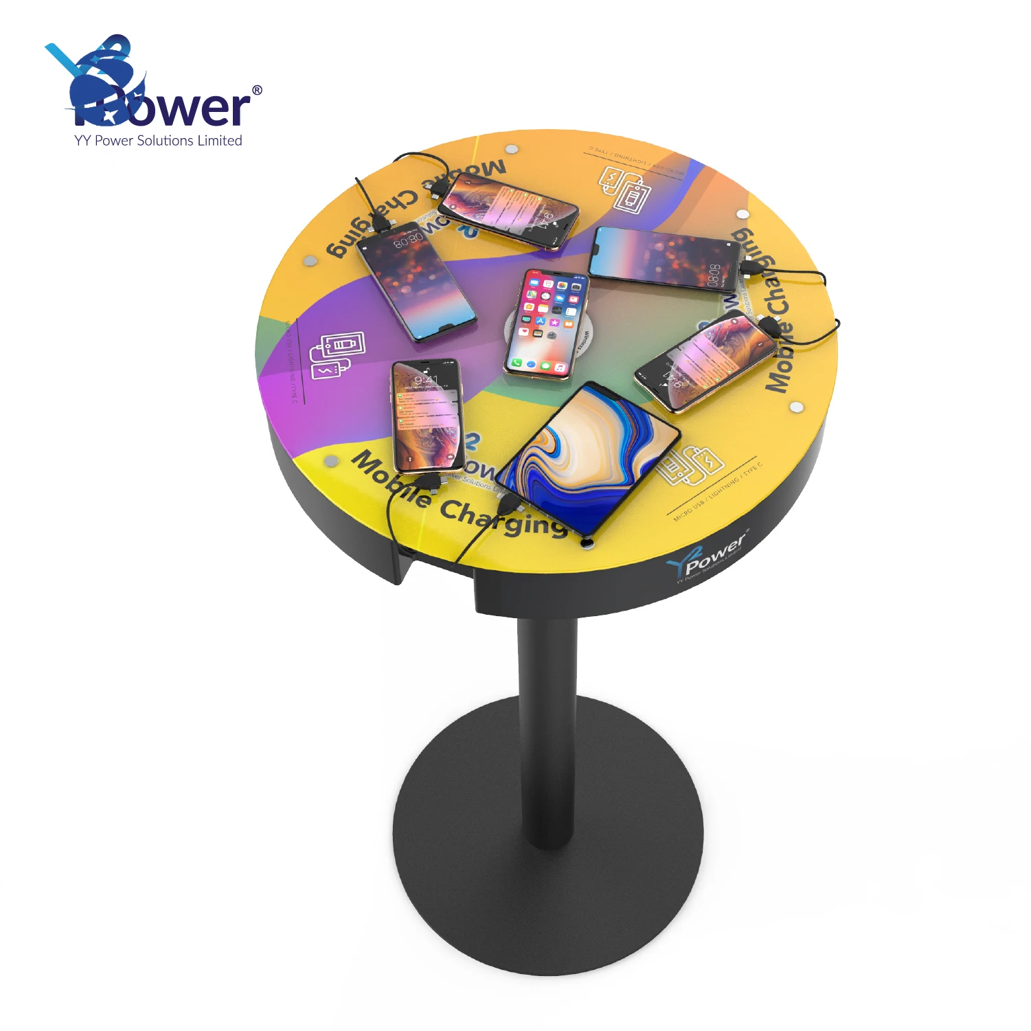 Y2 Power RIO Best Selling Products Charging Table perfect for exhibitions, clubs, events 3 in 1 cable, portable