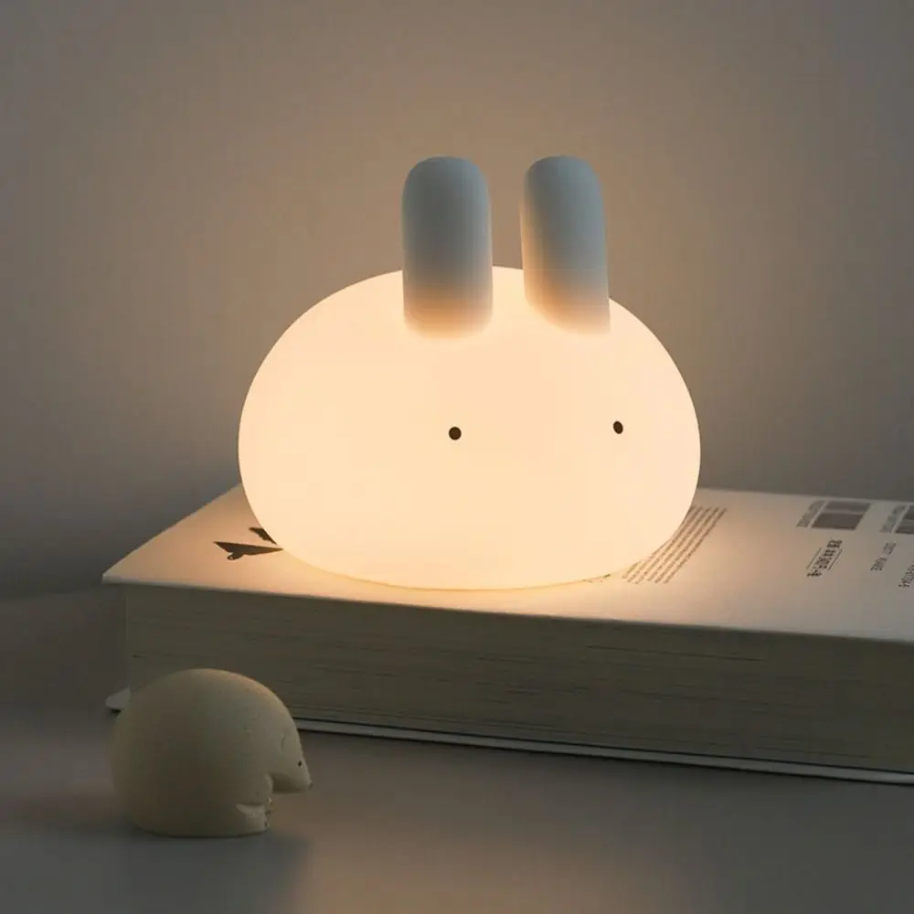 Sensore tattile Silicone Rabbit Night Light Timing Cute Sleeping Lamp Creative Soft Desk Lamp Gift