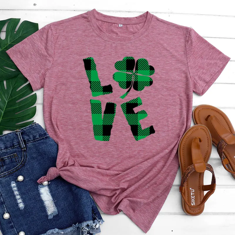 

Женская хлопковая футболка ort Sve round Ne Print Street Sle Slim Fit, летний топ, женский топ Four Le Clover irt