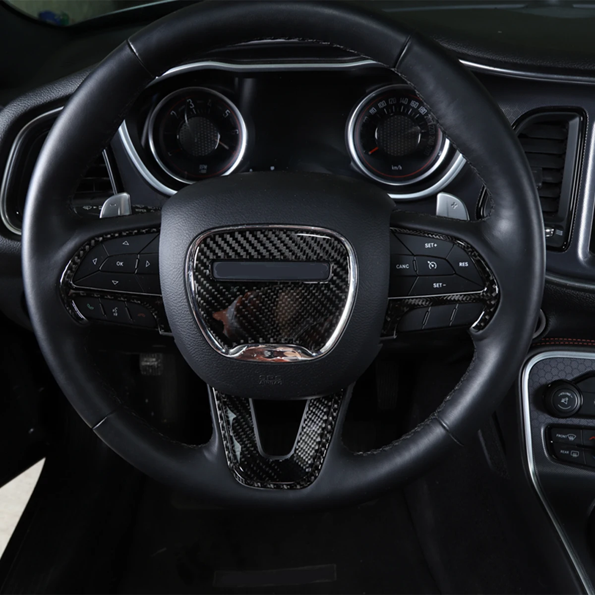 Car Steering Wheel Decoration Cover Trim Protector for Dodge Challenger 2015-2018 2019 2020 2021 2022 2023 Interior Accessories