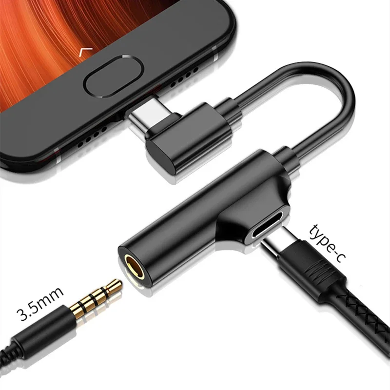 Adapter audio do telefonu komórkowego typu C na gniazdo 3,5 mm 2 w 1 Pokrowiec na kabel Aux do słuchawek Xiaomi 10 9 8 Redmi Huawei Oneplus