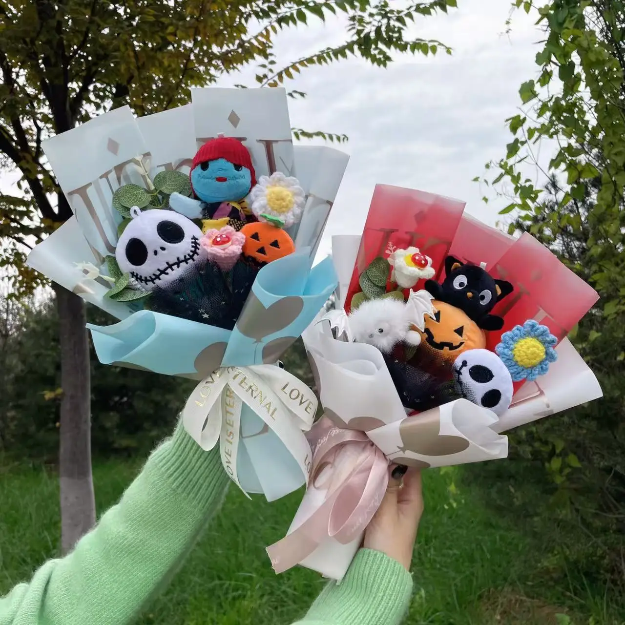 할로윈 잭 스켈링턴 봉제 인형 장난감 스컬 고스트 포지티브 부케 생일 크리스마스 발렌타인 선물