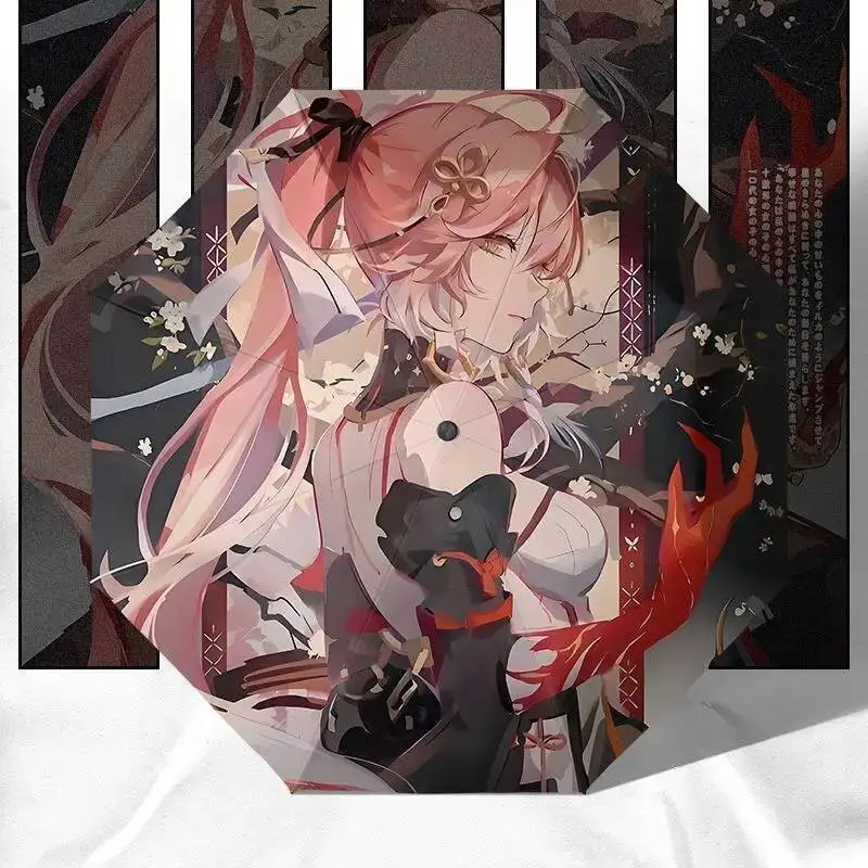 لعبة أنيمي Wuthering Waves Changli موضوع أسود محمول قابل للطي مظلة المطر الشمسية تأثيري هدايا الكرتون