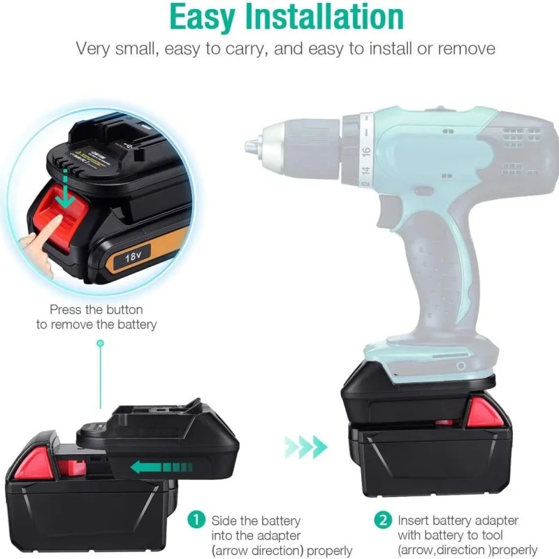 DM18M Lithium Battery Adapter for Dewalt To for Makita 18V BL1830 BL1840 BL1850 Power Tools Convert with USB Charging Port view 6