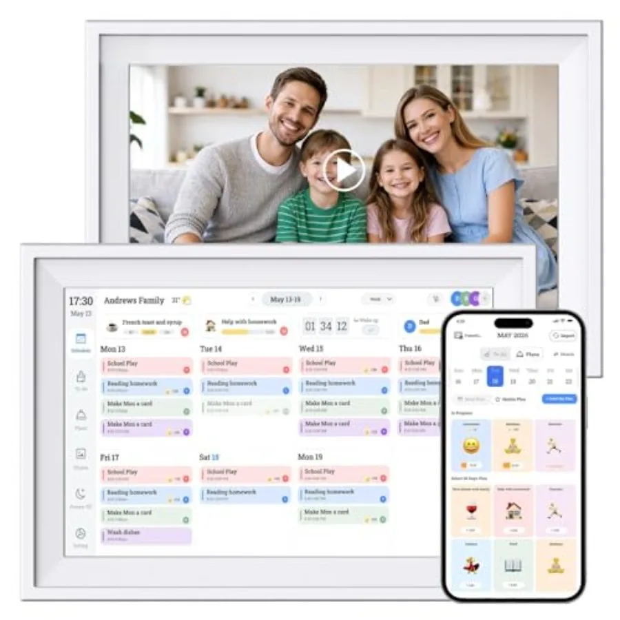 

Digital Calendar 10.1 inch Smart Electronic Calendar for Family Chore Chart Cooking Plan HD Touchscreen with Digital Picture Fr